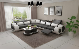 Aetius Modern Leather Sectional with Recliner