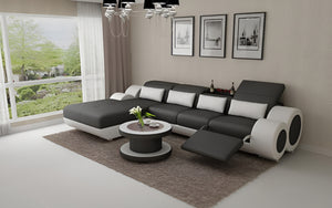 Aetius Mini Modern Leather Sectional with Recliner