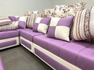 Selena Purple & White Modular Tufted Sectional