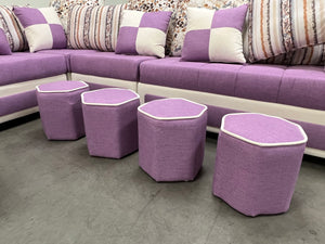 Selena Purple & White Modular Tufted Sectional