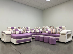 Selena Purple & White Modular Tufted Sectional