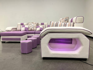 Selena Purple & White Modular Tufted Sectional