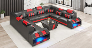 Cosmo XL U shape Modern Leather Sectional with Led Light