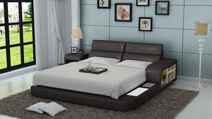 Dark Brown Leather Bed