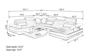 Merdell Modern U-Shape Leather Sectional