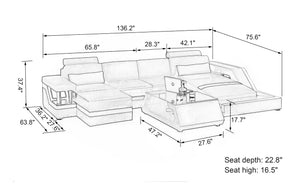 Emerson Small Modern Leather Sectional with Ottoman