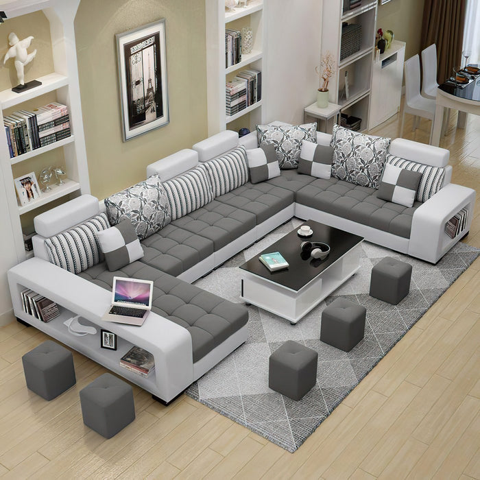 Selena Modular Tufted Sectional With Chaise(Dark Grey & Light Grey)