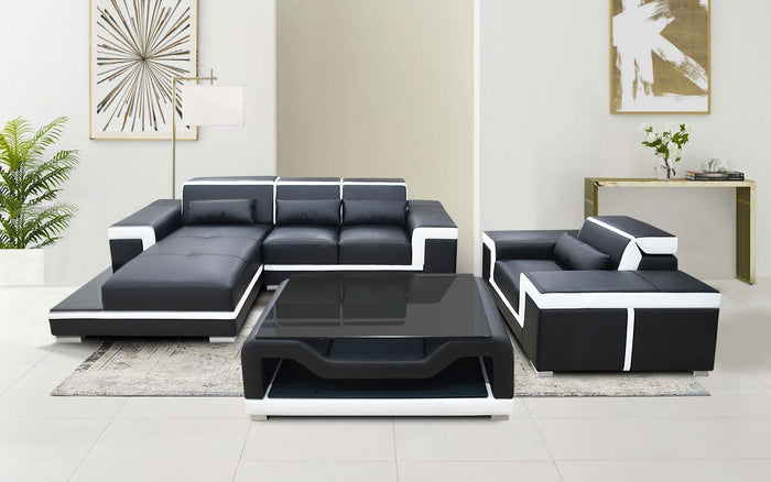 Perrault Small Leather Sectional with Arm Chair