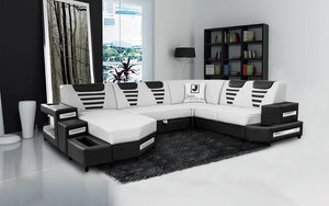 Vega Modern U-Shape Leather Sectional