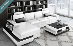 Civia Small Leather Sectional with Side Storage