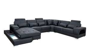 Mequon Large Leather Sectional with LED Lights