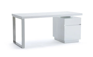 Ceero Modern White & Stainless Steel Desk