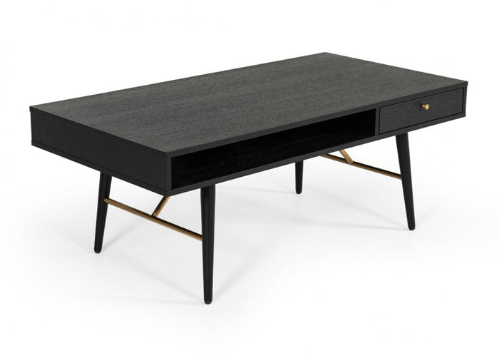 Chieti Modern Black Oak & Gold Coffee Table