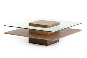 Codi Modern Walnut and Glass Coffee Table