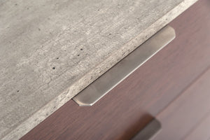 Camona Modern Dark Walnut & Faux Concrete Dresser&Mirror