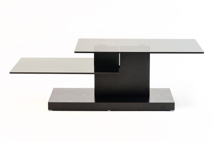 Domina Contemporary Black Oak and Glass Coffee Table