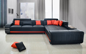 Hober Leather Sectional with Chaise