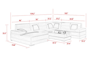 Zeal Modern U-Shape Leather Sectional