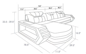 Stebbins Modern Leather Sectional with Chaise