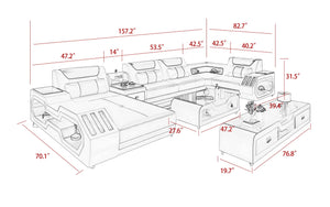 Black and Tan Omont Modern Italian Leather Sectional with Console