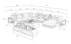 Oject Modern Leather Sectional with LED Light