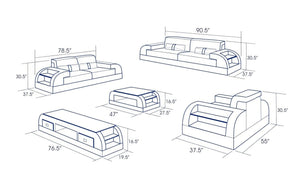 Woofy Leather Sofa Set With Side Storage