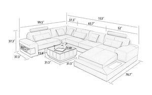 Fano Modern U-Shape Leather Sectional