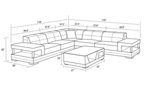 Winscombe Modern Leather Sectional with Storage