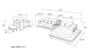 Bayard Leather Sectional With Ottoman