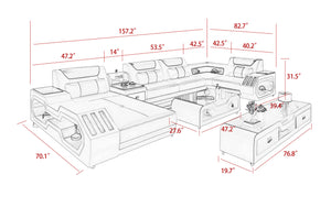 Omont Modern Leather Sectional with Console | Futuristic Furniture