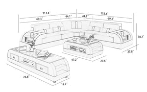 Piliu Leather Corner Sectional with Side Storage