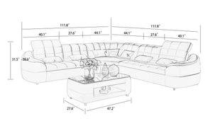 Aumin Modern Leather Corner Sectional with Adjustable Headrest