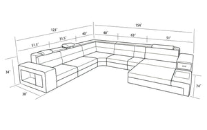 Martinelli Modern Large Leather Sectional With Storage