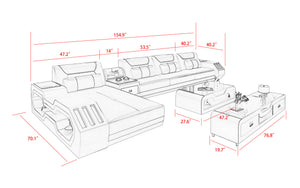 Omont Small Leather Sectional with Chaise