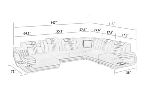 Celine Modern Leather Sectional with LED Light