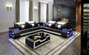 Black Leather Sectional