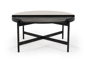 Gummy White Terrazzo Concrete & Black Metal Coffee  Table