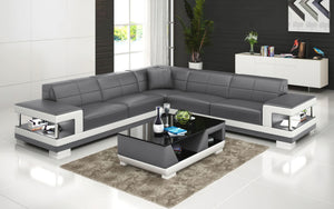 Winscombe Modern Leather Sectional with Storage