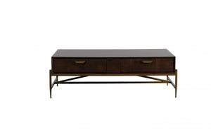 Gubbio - Modern Acacia & Brass Coffee Table