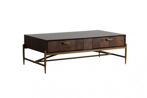 Gubbio - Modern Acacia & Brass Coffee Table