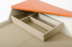 Brasey Modern Beige Leather and Orange Office Desk