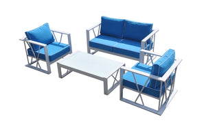 Ploto Outdoor Blue & White Sofa Set