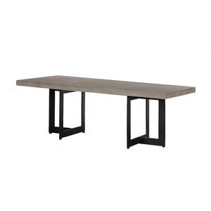 Sora Modern Concrete & Black Metal Coffee Table