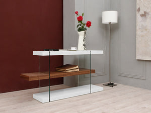 Swam Contemporary White & Walnut Desk & Shelves