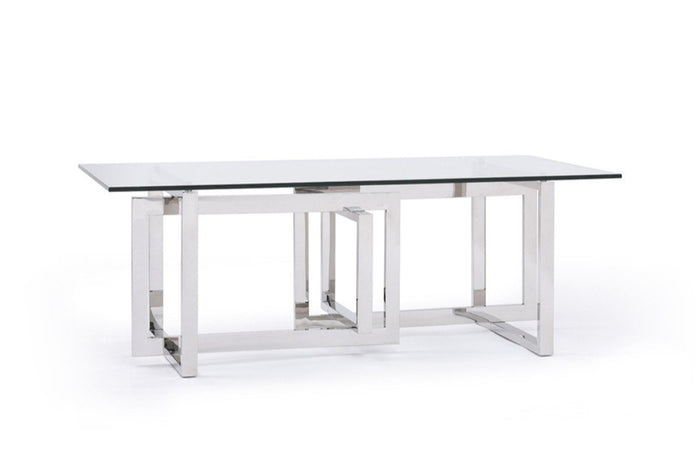 Valet Modern Glass & Stainless Steel Coffee Table