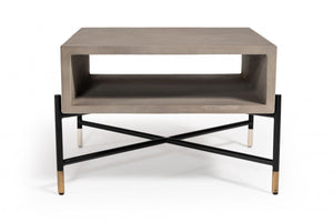 Wallut Modern Concrete & Metal Coffee Table