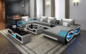 Omont Modern Leather Sectional with Console | Futuristic Furniture